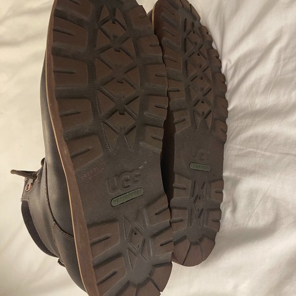UGG Seton Mens Brown Leather Sheepskin Lined 10 - Picture 5 of 16
